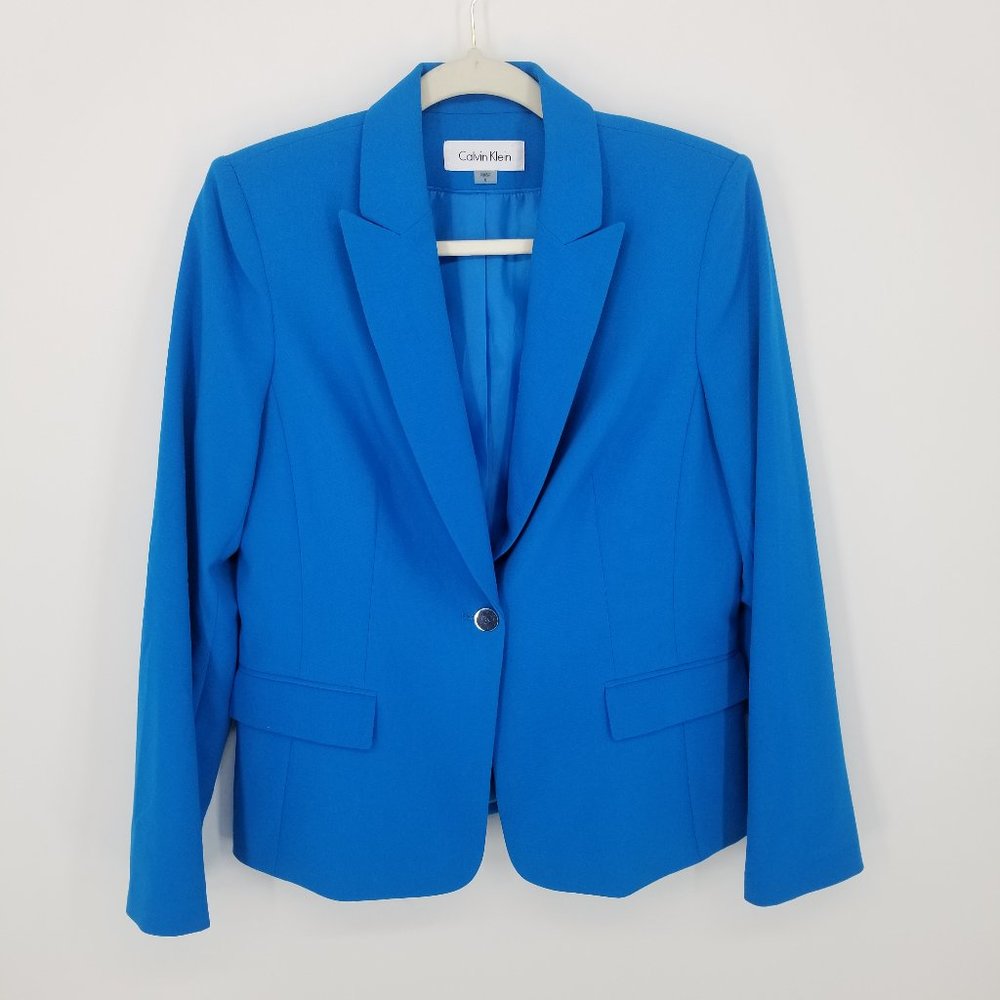 Calvin Klein Bright Blue Single-Button Blazer
